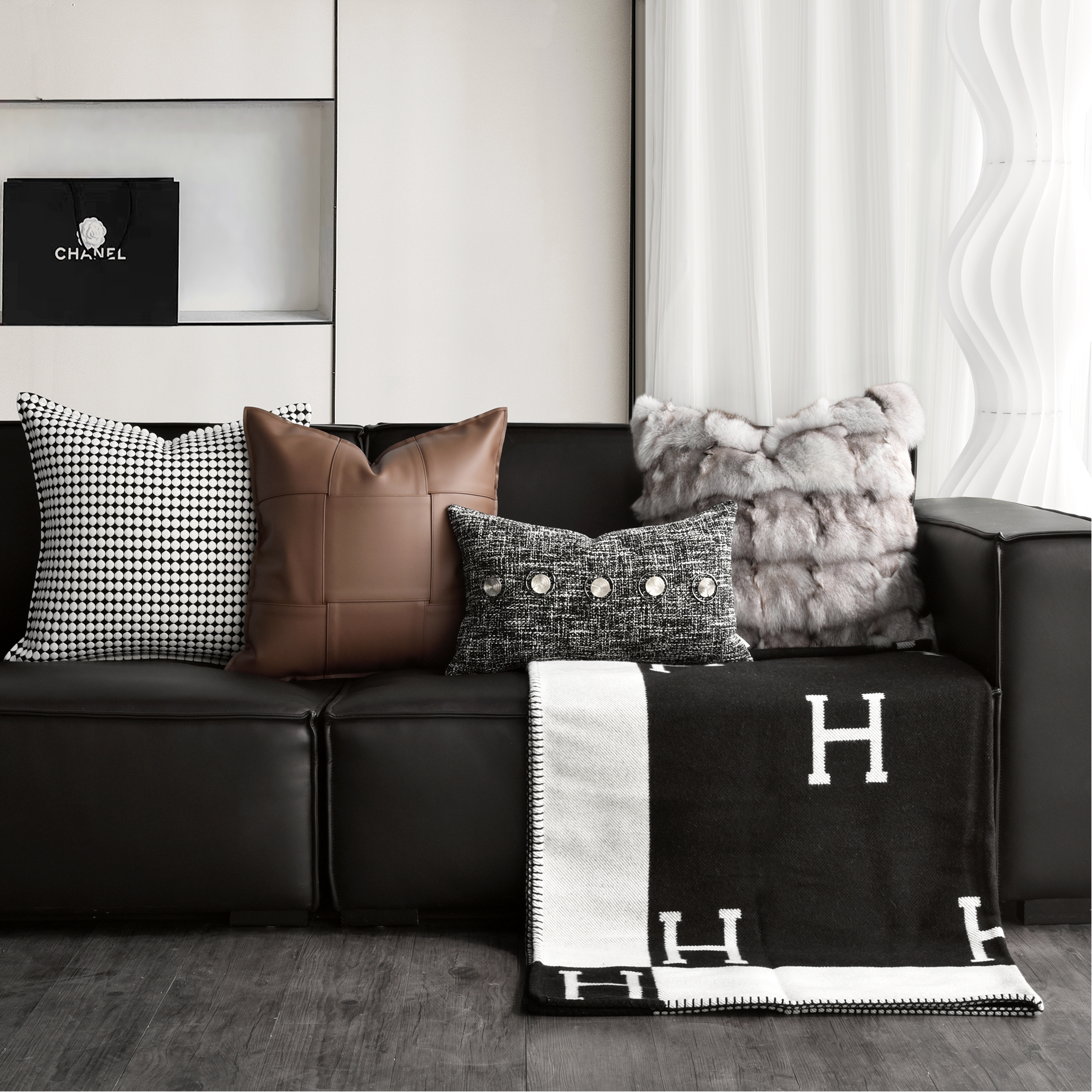 高级感别墅沙发轻奢抱枕