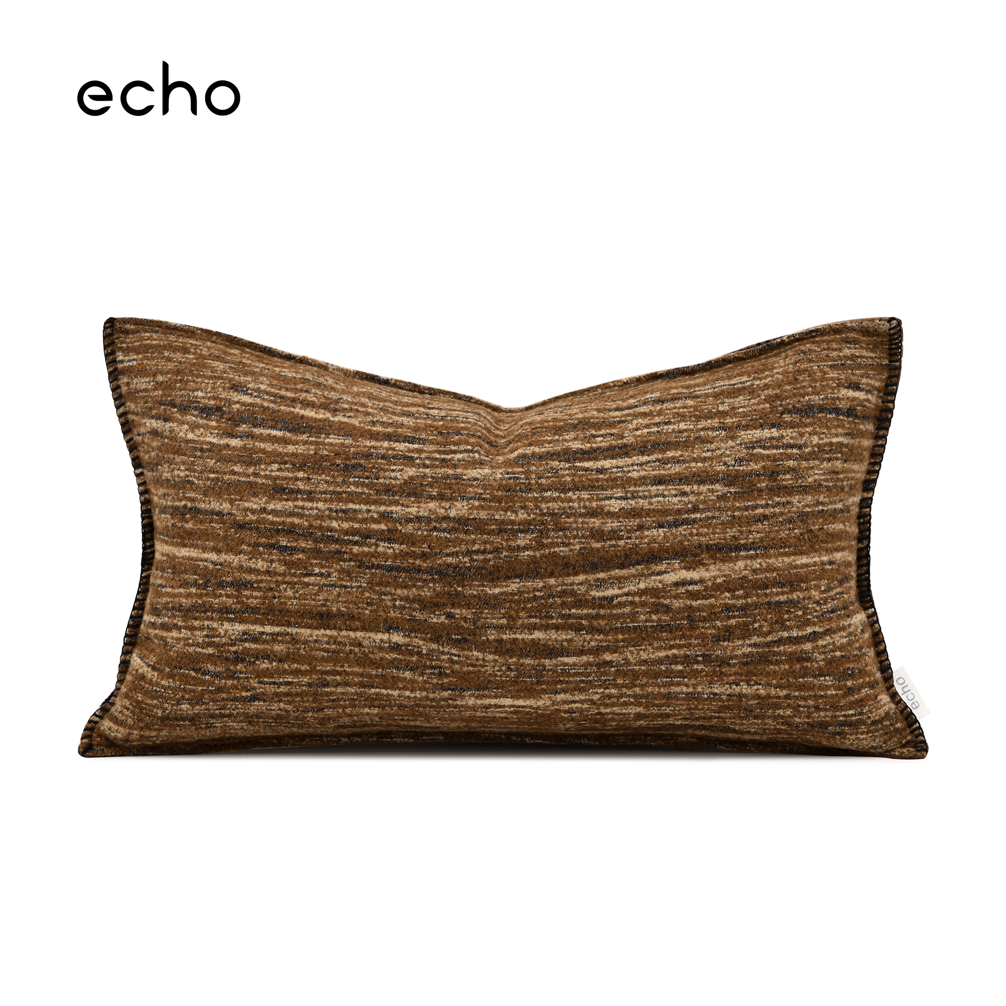 echo美拉德风棕咖橙色毛呢混纺锁边沙发客厅靠枕民宿床头腰枕靠垫