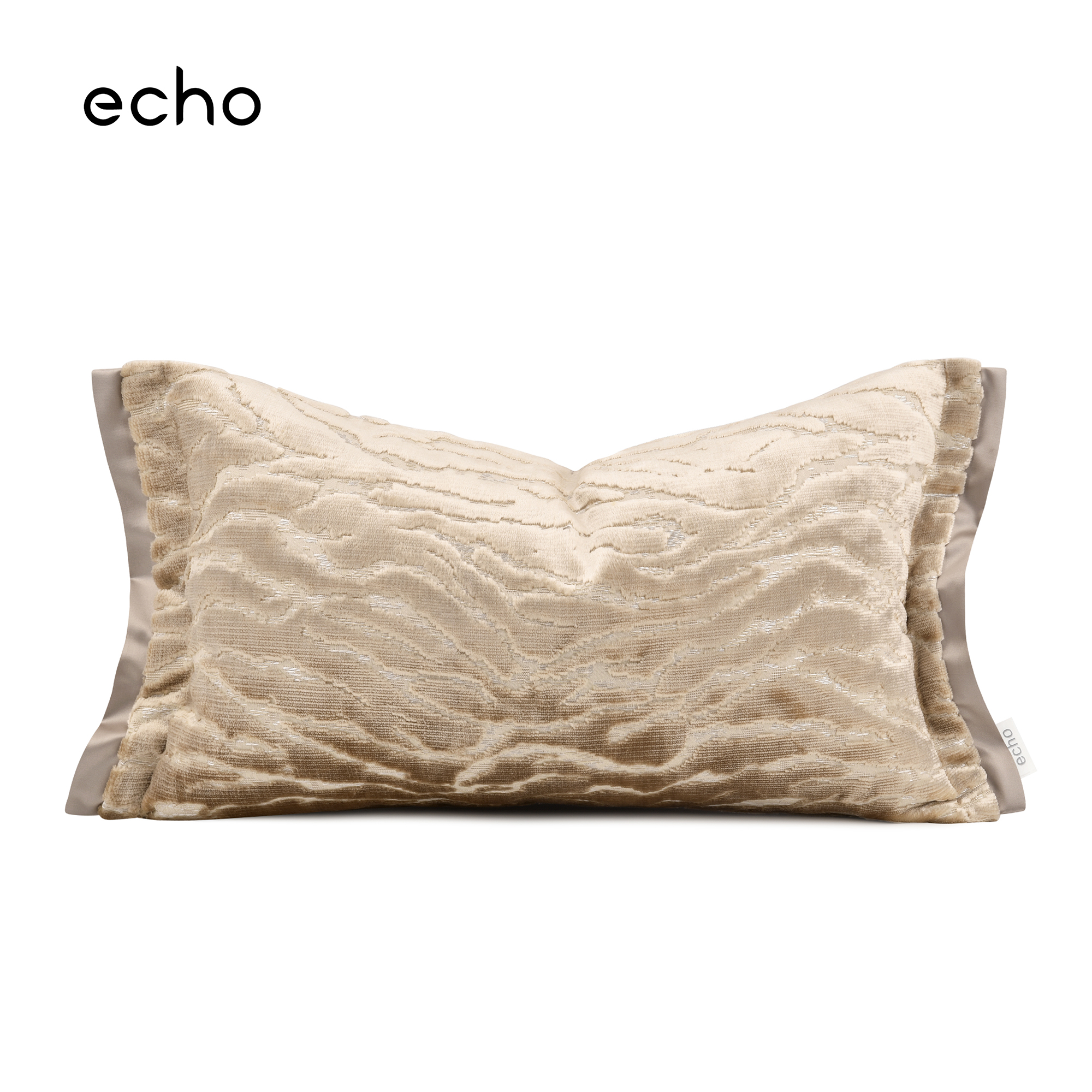 echo高档轻奢香槟金米咖色波浪浮雕进口割绒沙发抱枕腰靠垫样板间