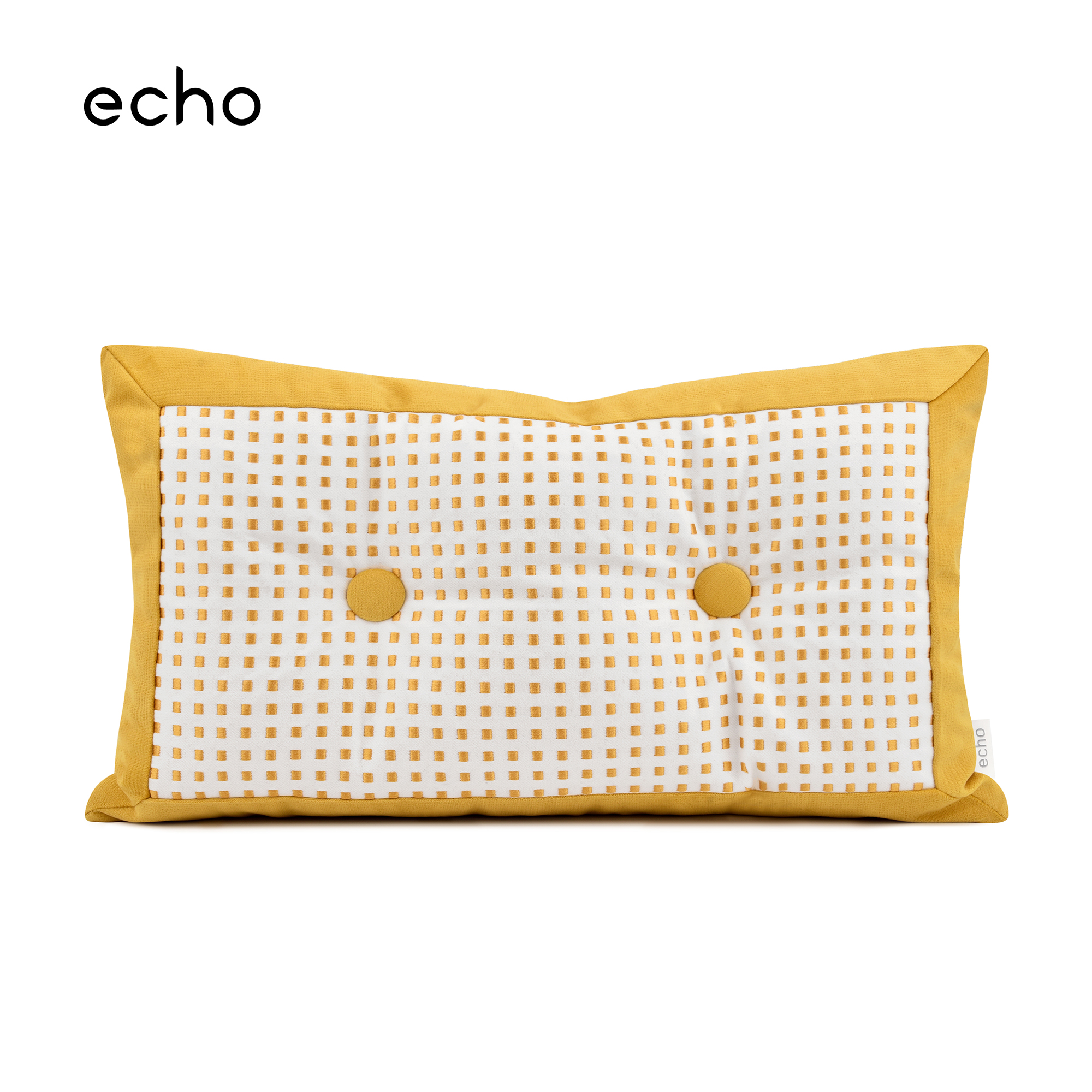 样板房抱枕黄色绣花女孩房儿童主题床品童趣可爱圆点纽扣腰枕靠垫