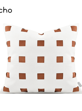 现代轻奢酒店样板间售楼处橘橙色镂空抱枕沙发客厅靠枕床头靠垫套