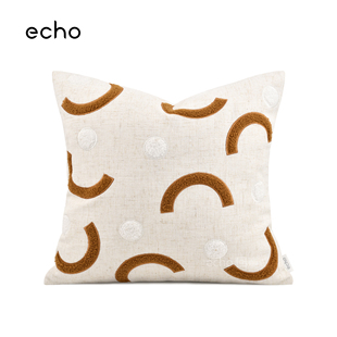 echo回声样板房儿童房男女孩ins可爱简约沙发米黄色童趣绣花抱枕