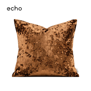 软装样板房抱枕沙发客厅轻奢橘橙色高级进口冰花绒方形靠枕床靠垫