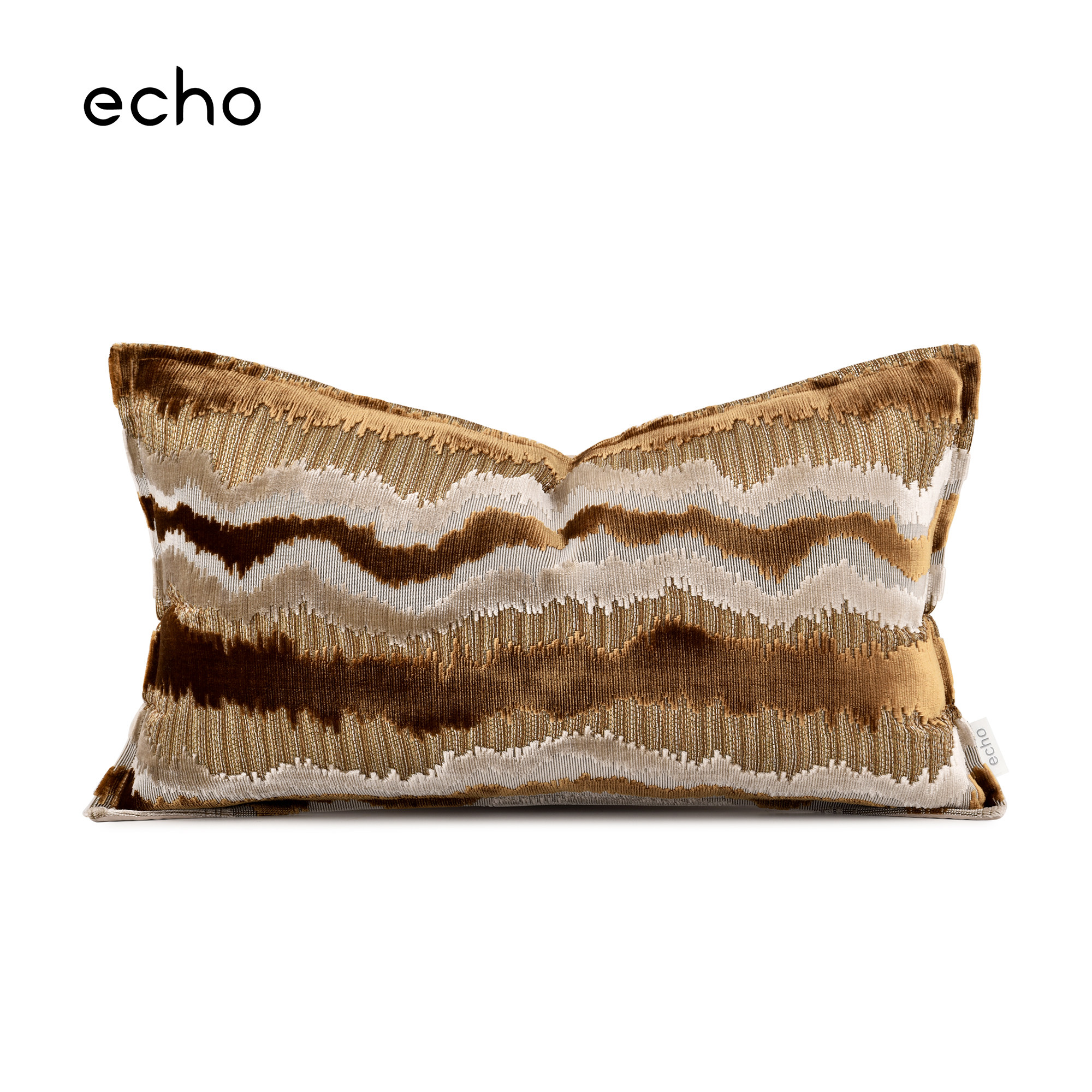 echo法式轻奢棕咖金几何波浪进口割绒奢华沙发客厅抱枕床头腰枕
