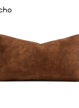 echo回声现代简约轻奢样板间橘橙色肌理绒抱枕沙发床上腰枕靠垫套