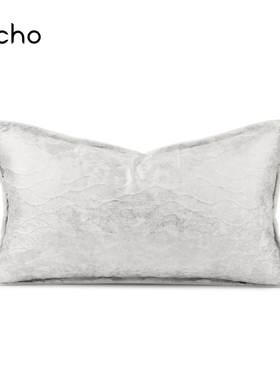 echo法式轻奢贵气奢华银灰白色波浪几何样板间别墅高档沙发腰枕套