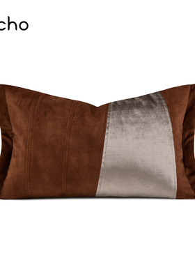 ech新中式别墅样板间橘橙色轻奢客厅沙发抱枕高档售楼处腰枕靠垫