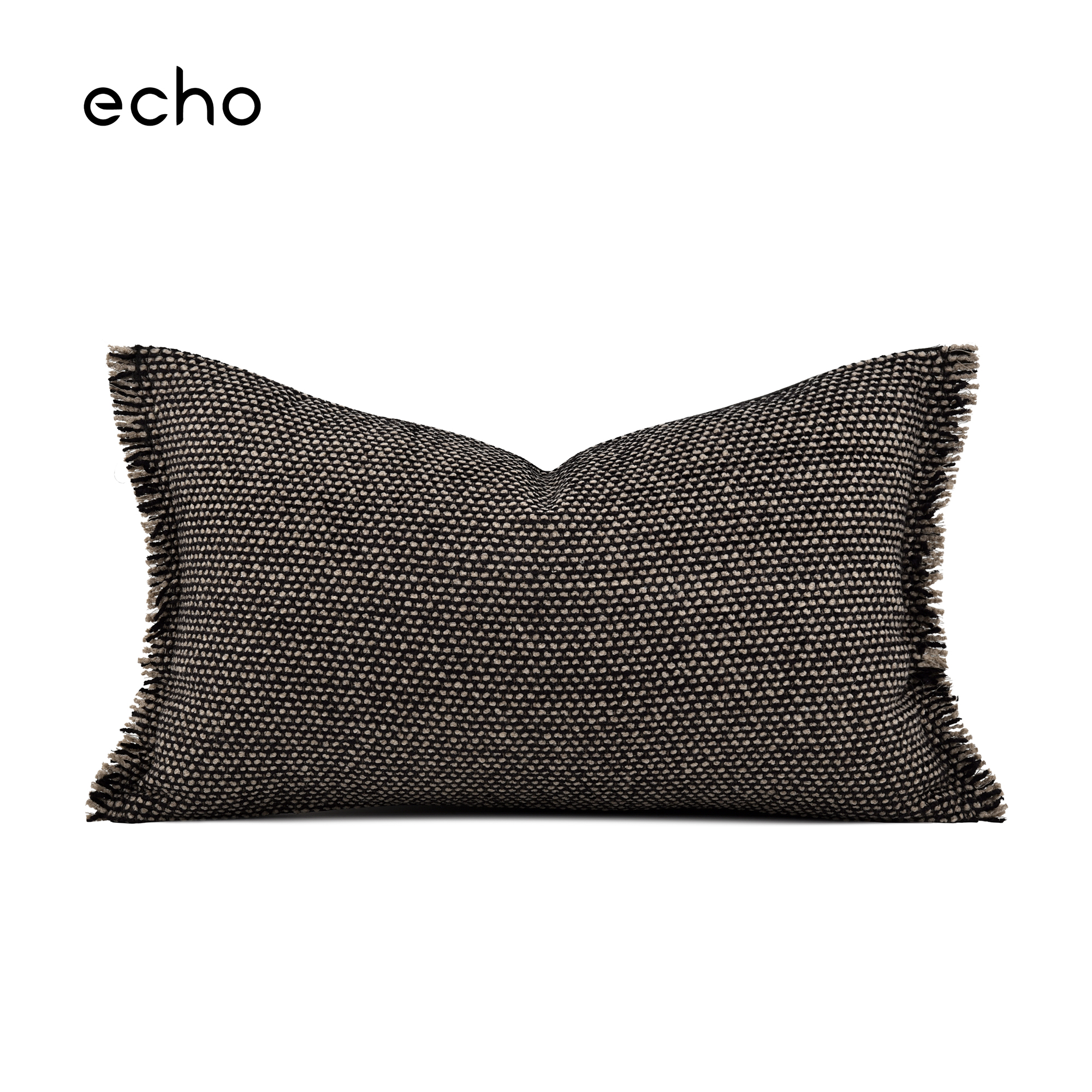 侘寂风民宿酒店床上棕咖黑流苏飘窗抱枕轻奢样板间沙发靠垫腰枕套