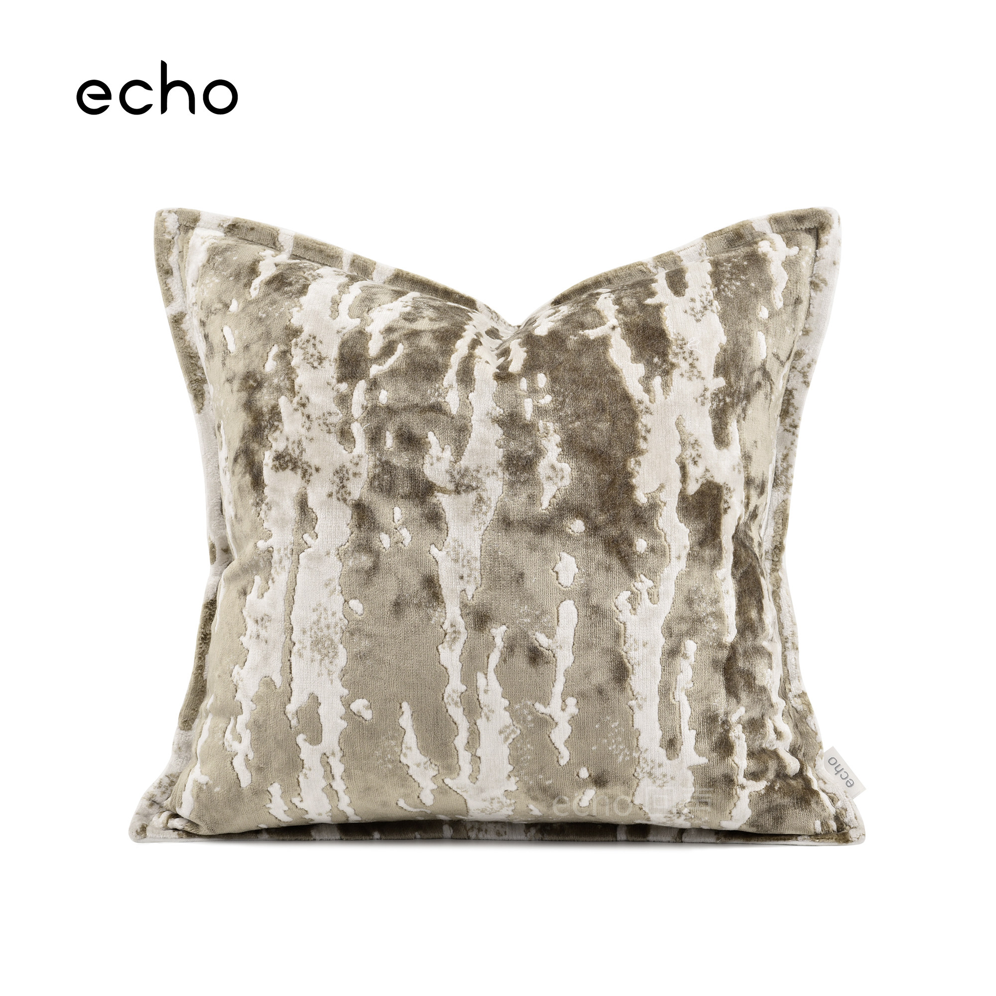 现代简约轻奢样板间白米咖灰抽象割绒抱枕沙发客厅床头方枕靠垫套