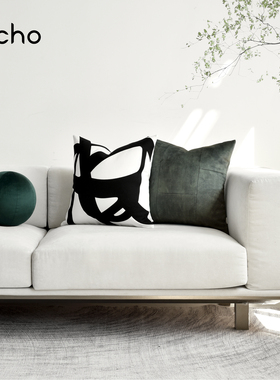 回声家居售楼处现代简约轻奢样板房绿色靠包定制圆球抱枕沙发靠垫