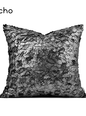 意式轻奢灰色港风时尚高级沙发靠枕设计师样板房抱枕沙发客厅靠枕