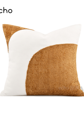 儿童房售楼处样板间半圆拼接柔软质感雪尼尔橘黄色床上抱枕靠垫套