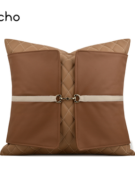 高端酒店样板间可定制轻奢橘橙色抱枕售楼处沙发卧室靠枕方靠垫套