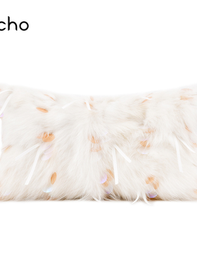 儿童样板间橙粉白色绣花女孩房公主兔毛床品抱枕定制床头腰枕靠垫