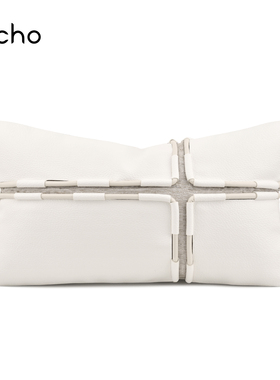 echo现代轻奢奶油风白色沙发皮抱枕高档样板间客厅卧室腰枕靠垫套