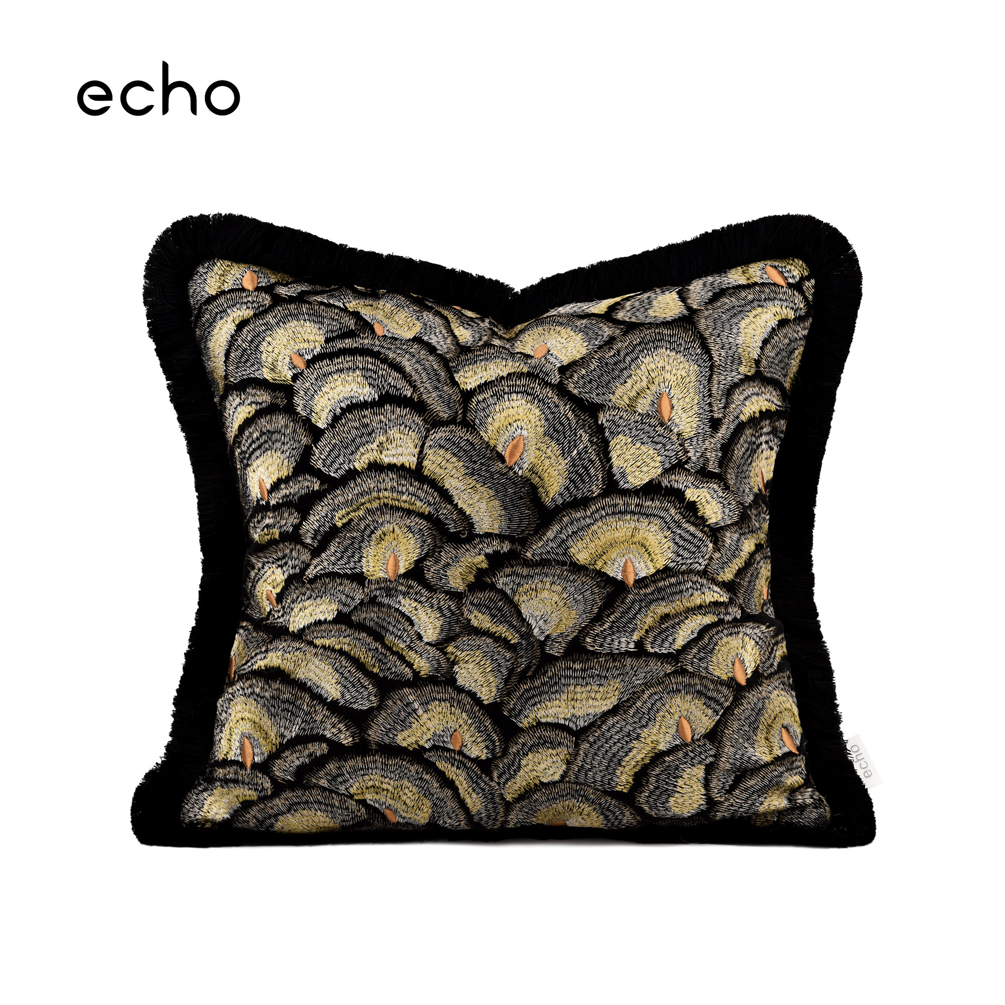 echo轻奢高级感复古老钱风孔雀羽毛图案黑色中古风样板间靠垫抱枕,居家布艺,靠垫/抱枕,淘宝优惠券,粉丝福利购,淘宝优惠卷