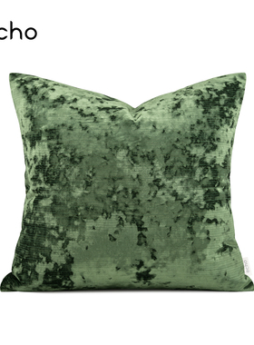 复古轻奢中古风天鹅绒高级感墨绿深绿色抱枕样板间别墅会所靠垫套