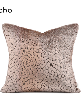 echo进口割绒橘粉淡紫色高档奢华抱枕别墅女孩房藕粉样板间方靠垫