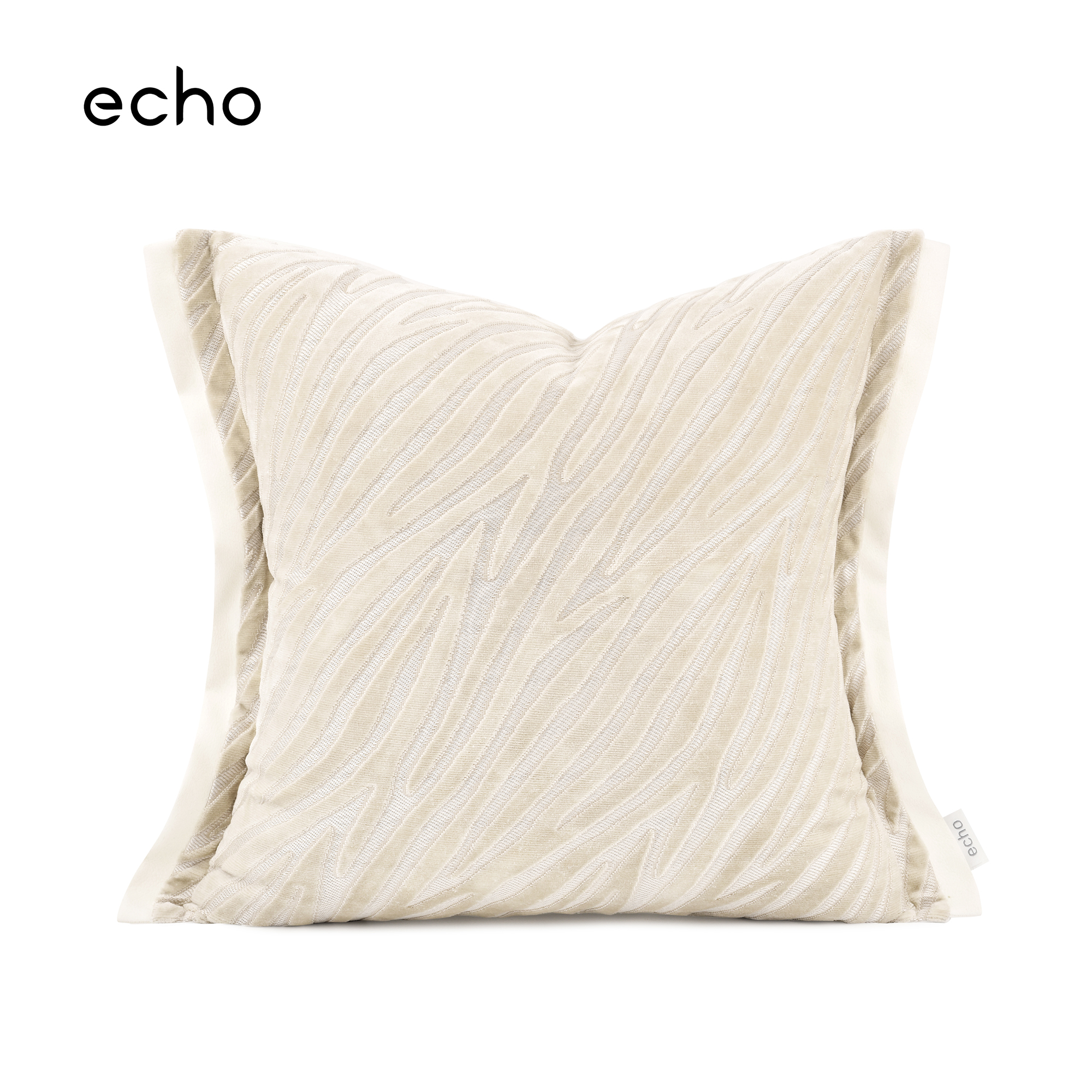 echo回声波浪植物浮雕割绒米白抱枕luxury样板间轻奢高档沙发靠垫
