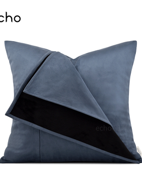 样板间轻奢蓝色多层褶皱设计师款软装抱枕沙发客厅靠枕床头靠垫套