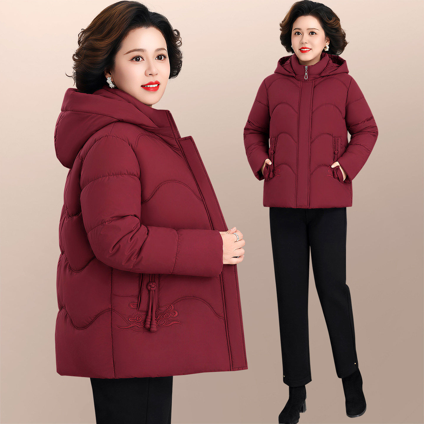 棉服女款2026冬季中年妈妈加厚保暖连帽上衣外套时尚气质百搭棉衣