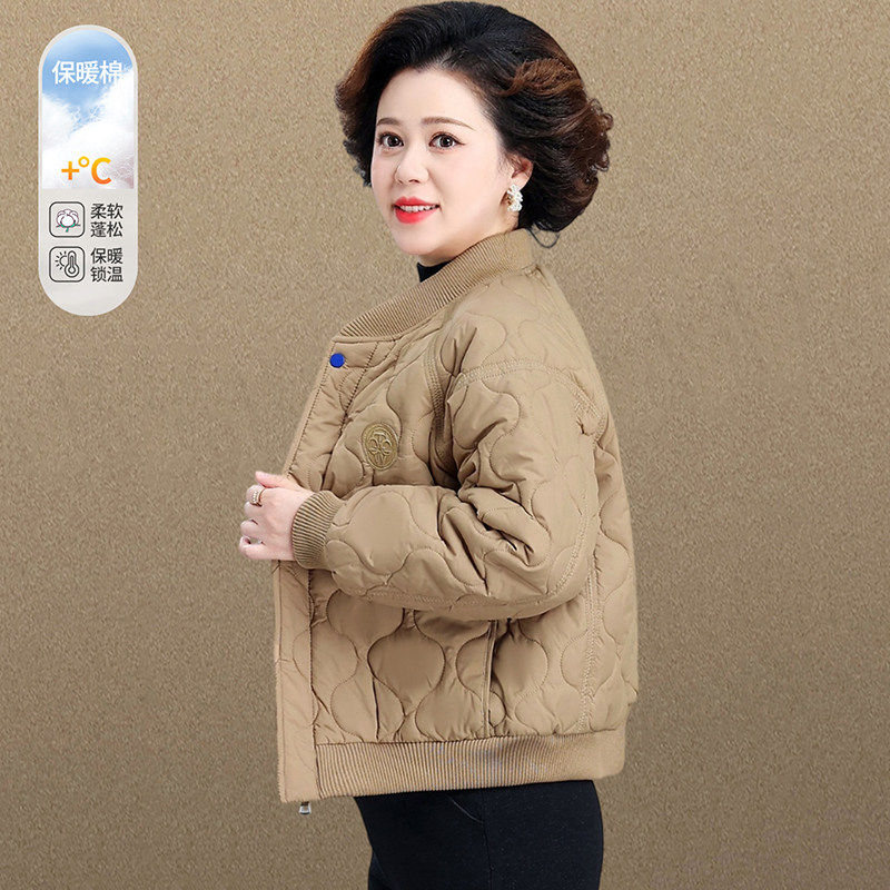 高品质中老年妈妈短款棉衣女冬季保暖棉袄轻便棒球领洋气减龄外套