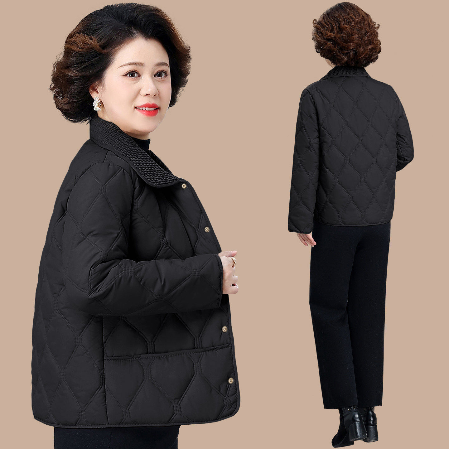 中老年妈妈棉服女款2026新款冬季高级感夹棉轻薄棉衣外套短款棉袄