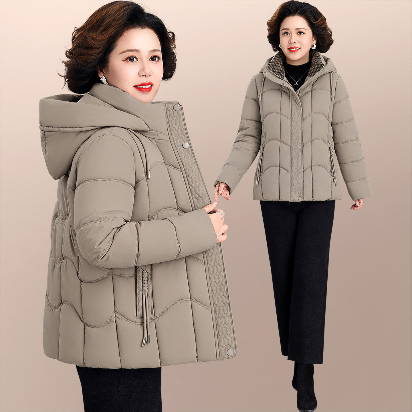 洋气妈妈冬装棉服外套女2026新款冬季连帽加厚保暖上衣宽松小棉袄