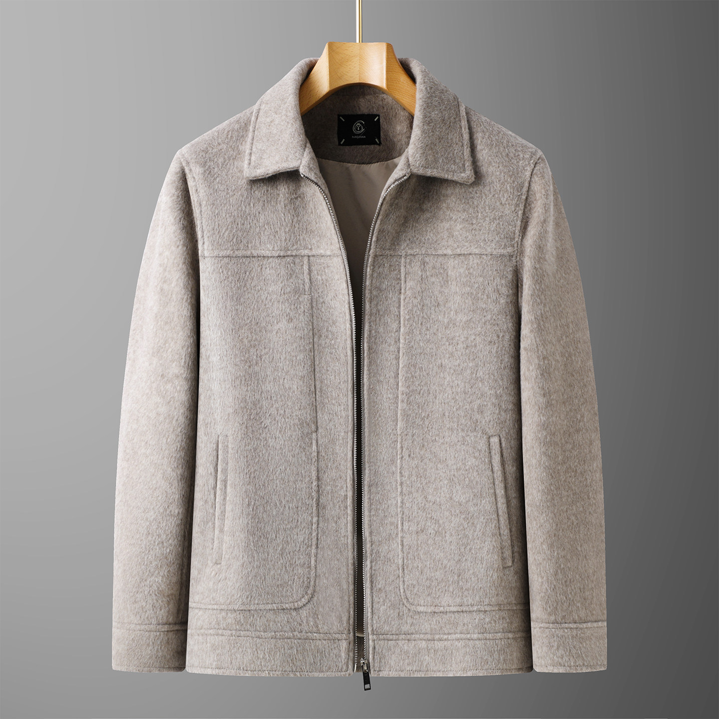 2025秋冬季新款男士加肥大码翻领羊毛呢外套纯色宽松胖子呢子夹克,男装,毛呢大衣,淘宝优惠券,粉丝福利购,淘宝优惠卷