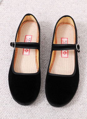 老北京布鞋女鞋平底单鞋上班鞋防滑酒店工作鞋软底跳舞妈妈鞋大码