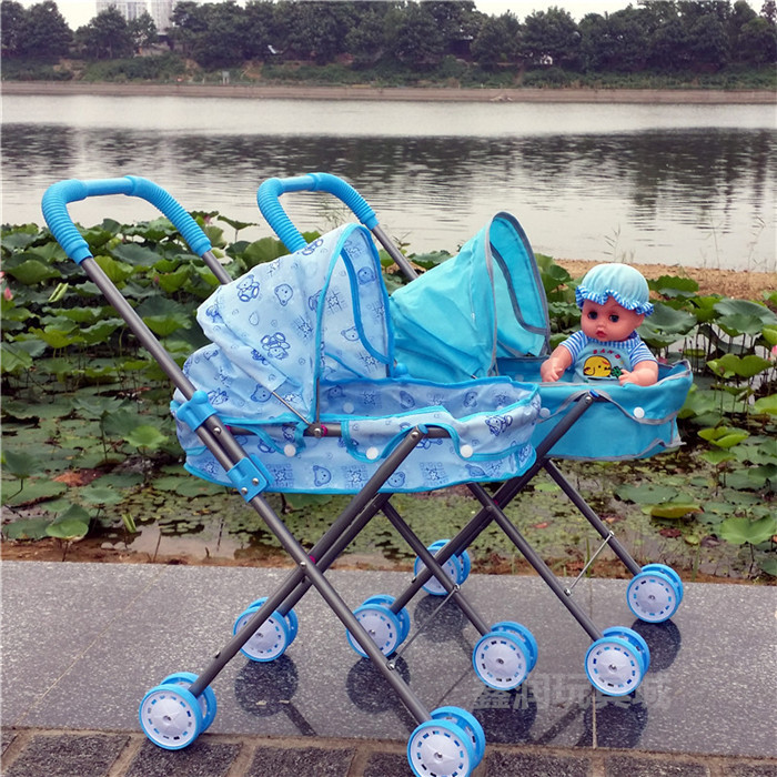 新款儿童益智过家家婴儿手推车配12寸娃娃玩具塑料婴幼儿地摊玩具