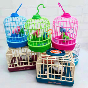 景点庙会礼品声控迷你小鸟笼玩具新奇特感应地摊玩具声控仿真鸟笼