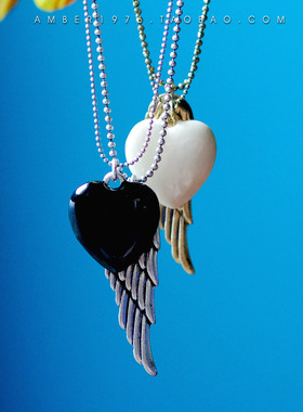 No.246 pilgrim 欧美风合金镀金镀银珐琅釉爱心羽毛长项链