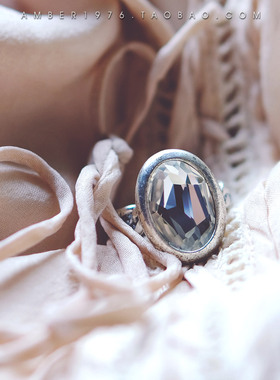 No.213 挪威A&C 北欧冷淡风 几何切割水晶镶嵌合金镀银链条戒指