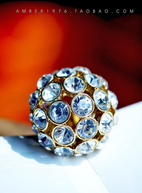 极光镀金水晶钻宝石镶嵌挂坠戒指