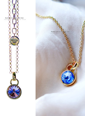 欧美极简水晶大钻镀金项链