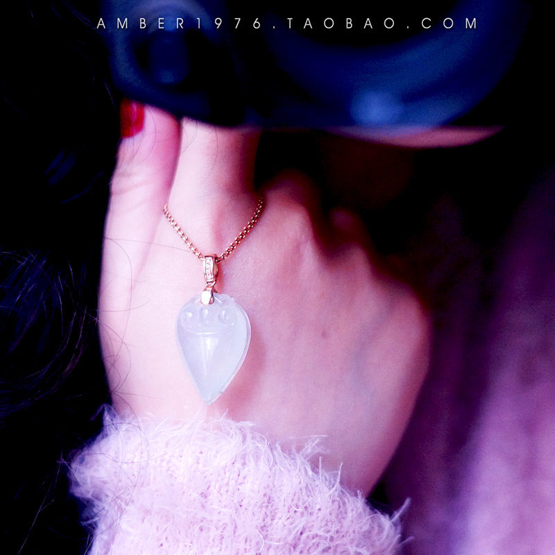 如意如意，如我心意┆让人一见倾心的白冰翡翠18k玫瑰金钻石吊坠