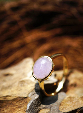 艳粉街76号┊天然A货 粉紫色冰糯种紫罗兰翡翠18k金戒指