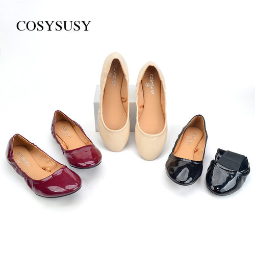 漆皮蛋卷鞋春秋季软底女单鞋浅口孕妇鞋women flat shoes