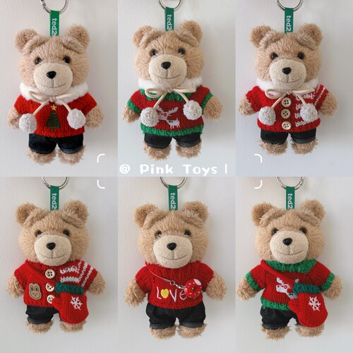 泡泡玛特Ted2泰迪熊娃衣玩偶公仔挂件衣服毛衣着替新年圣诞套装