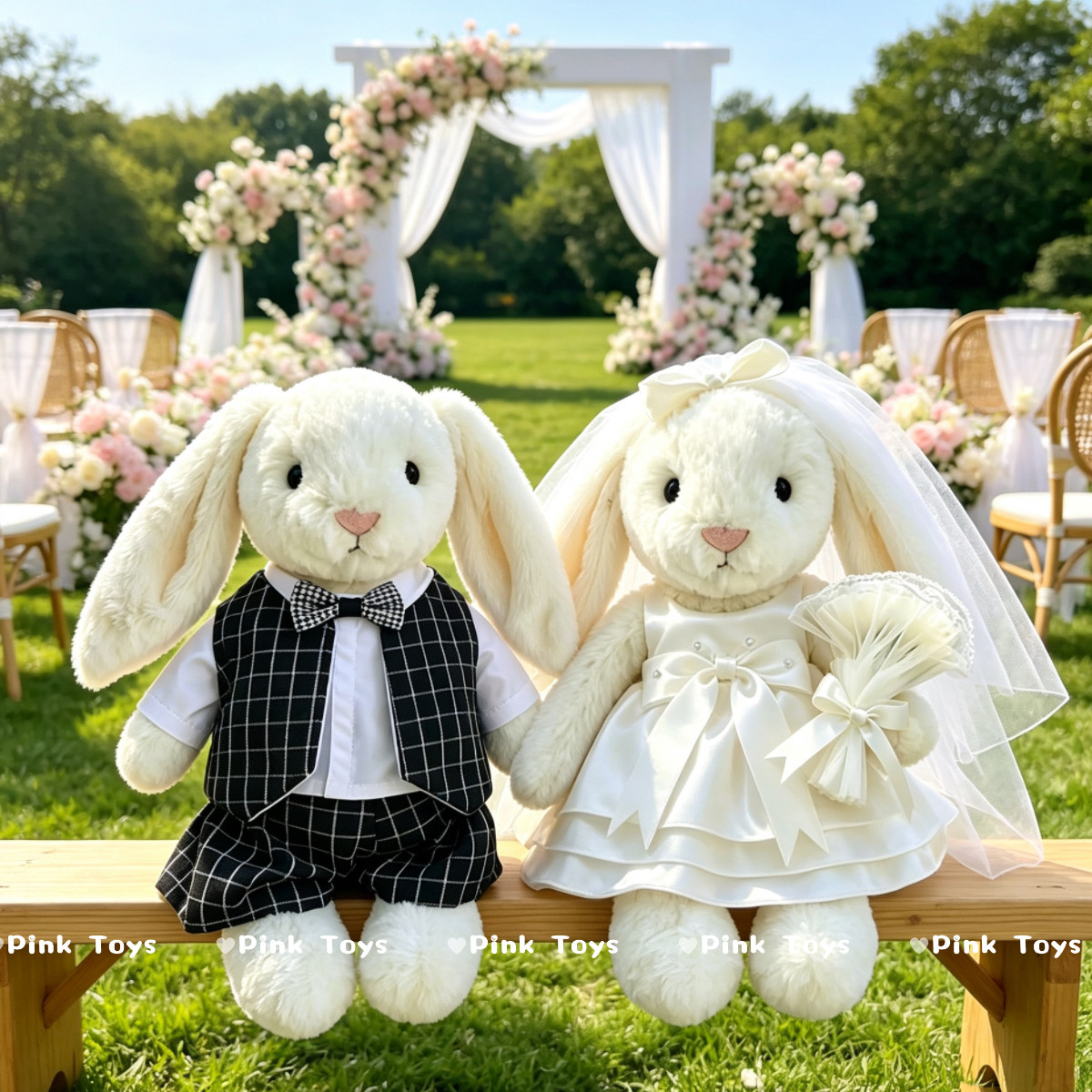 适合中号31CM邦尼兔28CM巴塞罗熊娃衣结婚压床娃娃婚纱礼服西装图片