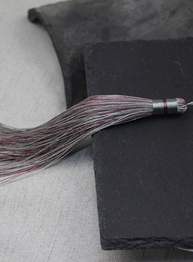 纯手工流苏穗子 藕粉银灰色 吊绳 吊穗 旗袍压襟 配饰DIY制作配件