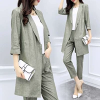 2019 phụ nữ mới mùa xuân và mùa hè cotton và blazer hai mảnh chín quần phù hợp với thời trang nữ - Bộ đồ đồ bộ pijama