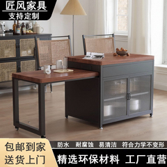 厨房岛台餐桌一体家用可伸缩开放式料理备餐吧台单独可移动餐边柜