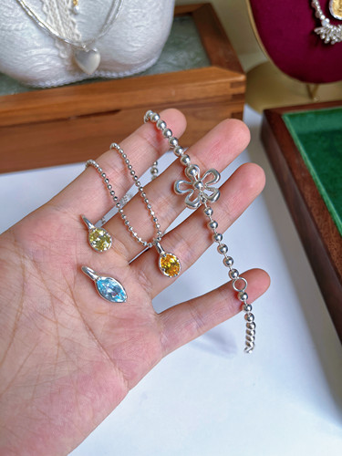 有钱花手链女925纯银重工韩系项链吊坠配件手工定制小众不撞款