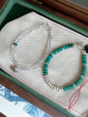 泰国清迈手工925纯银天然绿松石手链轻奢小众手饰女OT扣