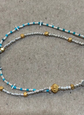 泰国清迈手工925纯银天然绿松石双层手链女小众设计感高级轻奢