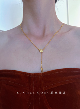 日出珊瑚 925纯银灵蛇衔尾项链本命年生肖蛇高颜值气质蛇灵毛衣链