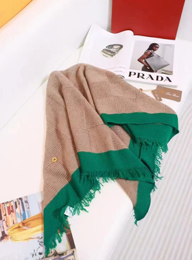 【LU】 方巾  羊绒围巾披肩多用途流苏围脖异色边