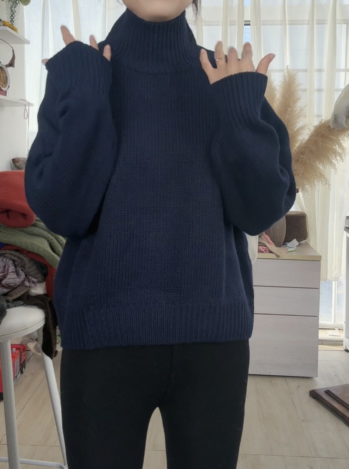 【LU】韩国客户设计师款  纯羊绒四股纱线女高领厚款慵懒针织毛衣,女装/女士精品,羊绒衫,淘宝优惠券,粉丝福利购,淘宝优惠卷